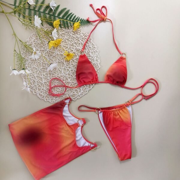 Tie-dye Three-piece Orange Spice Bikini - Image 4