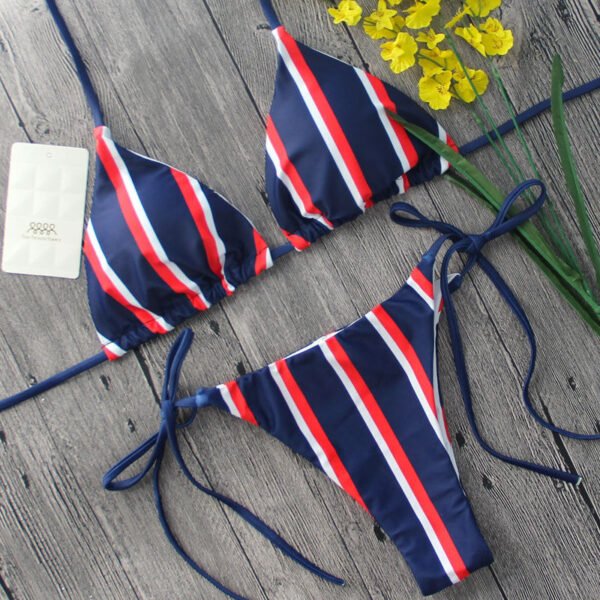Sexy triangle striped bikini - Image 3