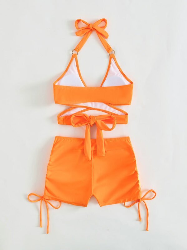 Swimsuit Two Piece Set Crisscross Tied Top and Drawstring Shorts Women's Swimwear Fashion - Image 10