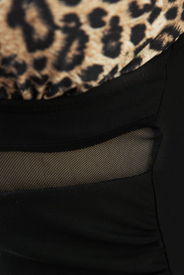 Leopard V-Neck Wide Strap One-Piece Swimwear - Image 2