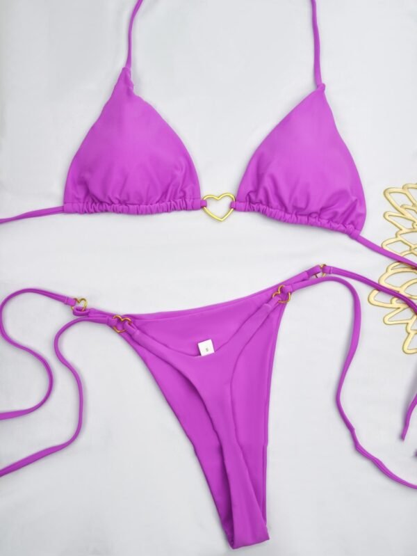 Lace Up Split Bikini Swimsuit - Image 5