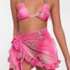 Pink Leopard Print Split Bikini
