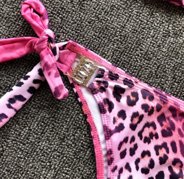 Pink Leopard Print Split Bikini - Image 8