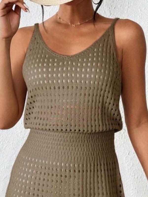 Openwork V-Neck Sleeveless Cover Up Dress - Image 12