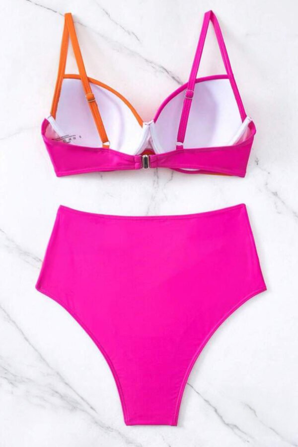 Contrast Sweetheart Neck Bikini Set - Image 4