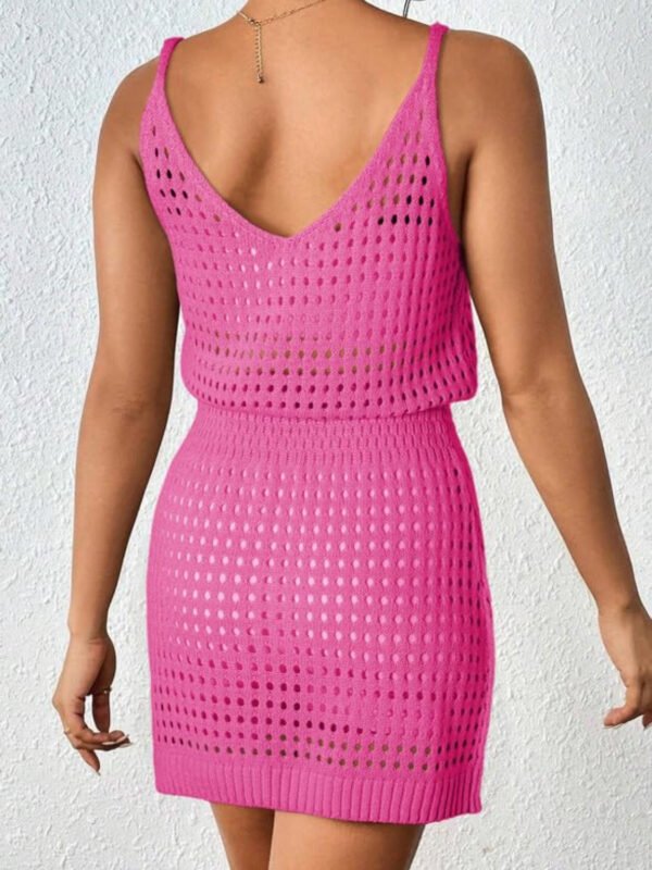 Openwork V-Neck Sleeveless Cover Up Dress - Image 15