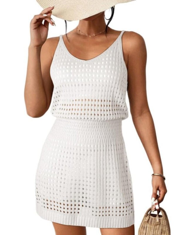 Openwork V-Neck Sleeveless Cover Up Dress - Image 5