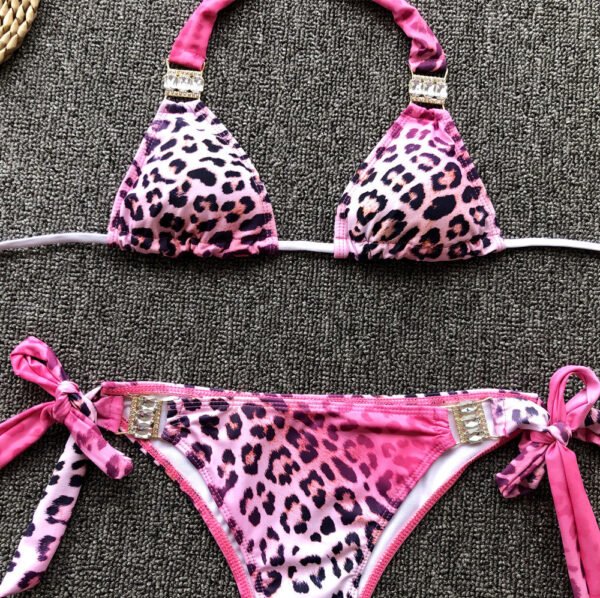 Pink Leopard Print Split Bikini - Image 5