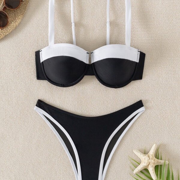Off-shoulder Black and White Bikini - Image 3