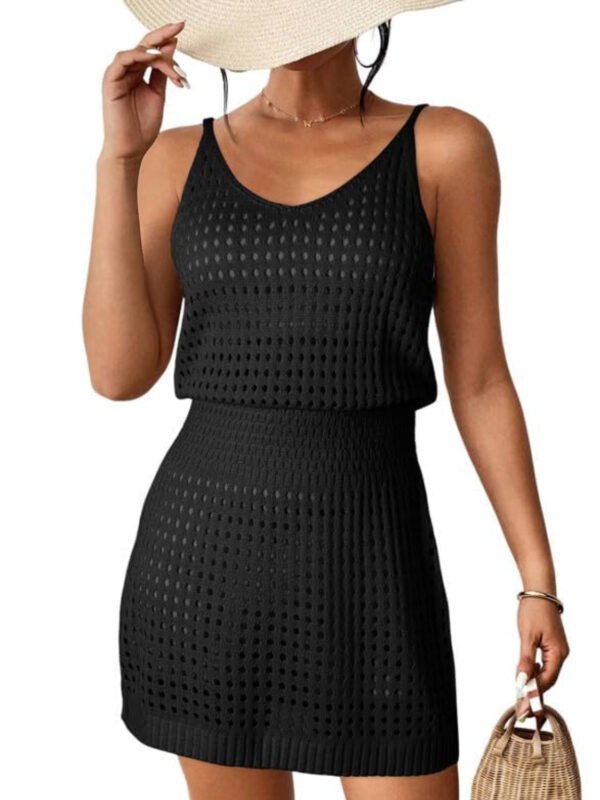 Openwork V-Neck Sleeveless Cover Up Dress - Image 8