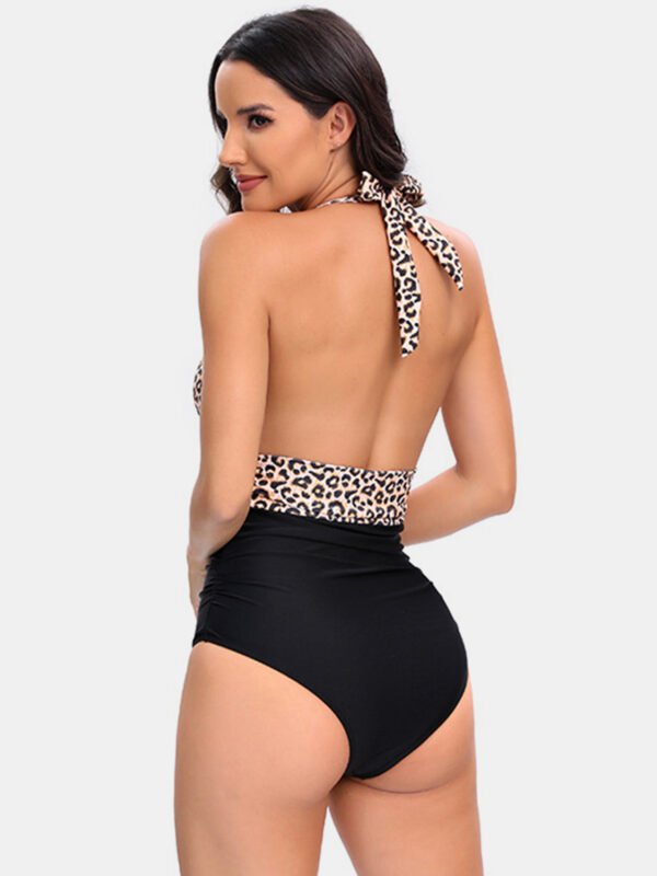 One Piece Swimsuit Nylon Fast Dry Premium Luxury Halter Neck Plunge Low V One-Piece Swimwear - Image 29
