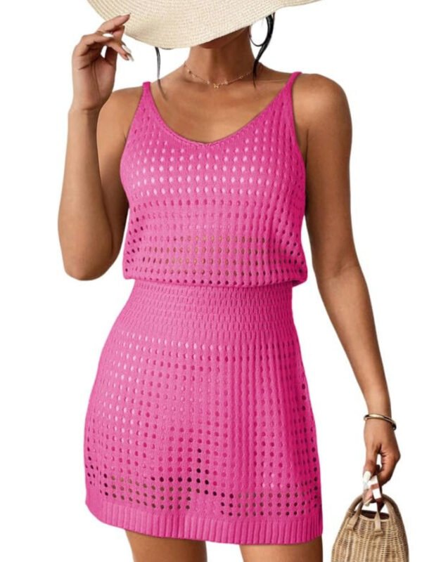 Openwork V-Neck Sleeveless Cover Up Dress - Image 14