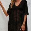 Openwork V-Neck Short Sleeve Cover Up