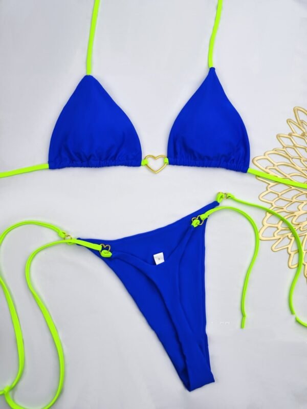 Lace Up Split Bikini Swimsuit - Image 9